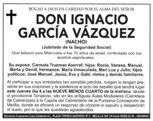 ESQUELA IGNACIO GARCÍA VÁZQUEZ