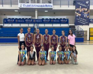 Gimnastas del Club Virka Melilla en el clasificatorio de gimnasia rítmica