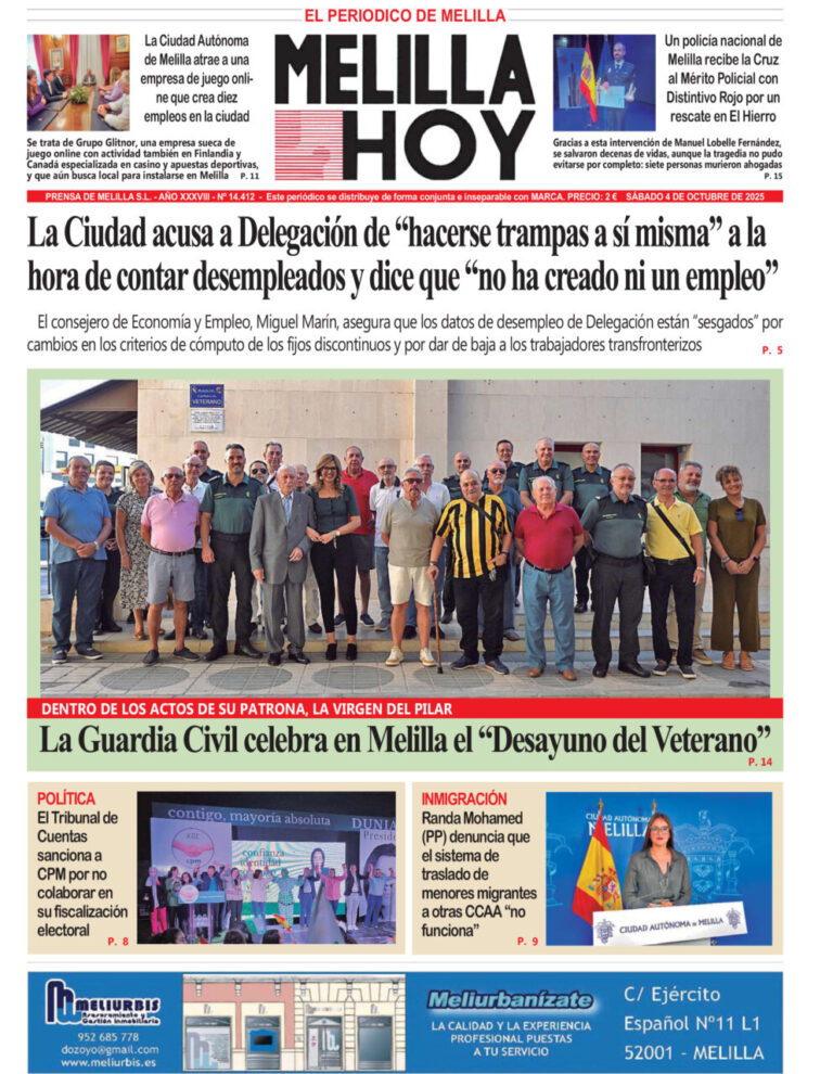 Portada del periódico Melilla Hoy del sábado 4 de octubre de 2025