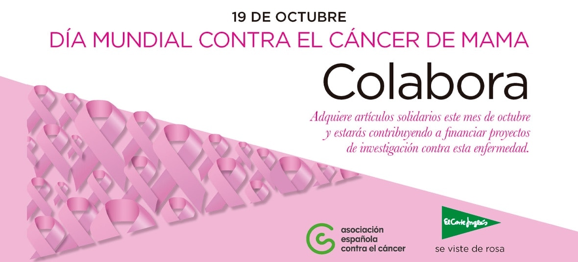 Cartel del Día Mundial contra el Cáncer de Mama con lazos rosas.