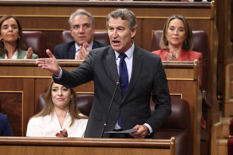 Alberto Núñez Feijóo hablando en el parlamento español