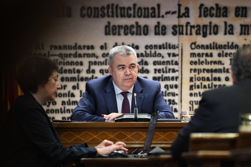 Santos Cerdán durante su comparecencia en la comisión de investigación del Senado