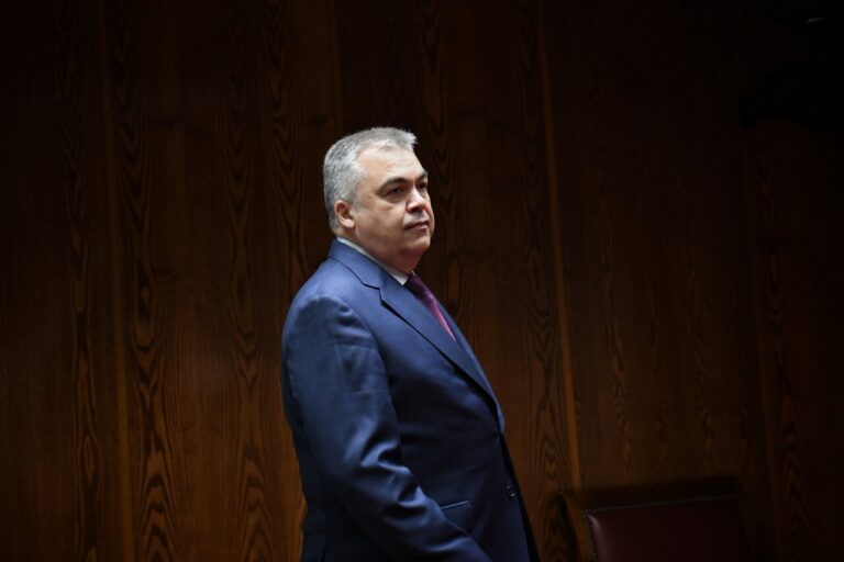 Santos Cerdán en el Senado durante su declaración sobre el caso Koldo.