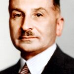 Retrato de Ludwig von Mises, destacado economista austriaco.