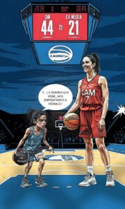 Ilustración de un partido de baloncesto entre Melilla y CAM