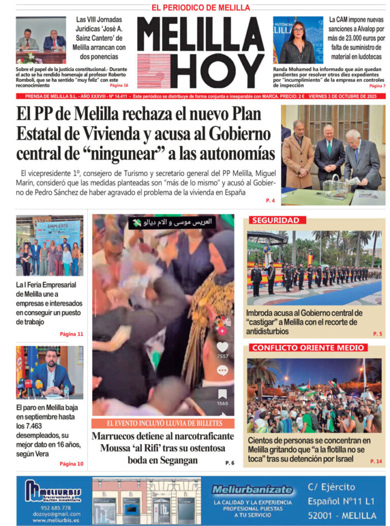 Portada del periódico Melilla Hoy del 3 de octubre de 2025