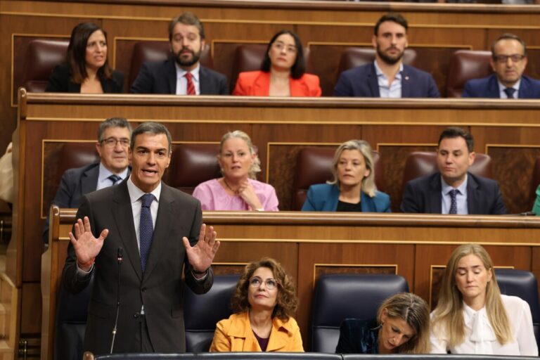 Pedro Sánchez defendiendo su gestión en el Congreso de España