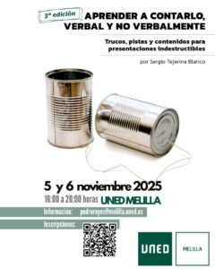 Cartel del taller Aprender a Contarlo en UNED Melilla