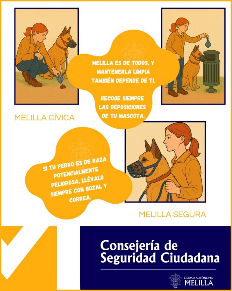 Ilustración sobre la campaña de la Policía Local de Melilla contra conductas incívicas de dueños de mascotas.