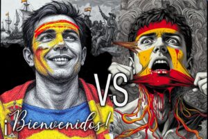 Ilustración que representa el debate sobre la identidad española