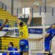 Jugadores del Club Voleibol Melilla en un partido de voleibol