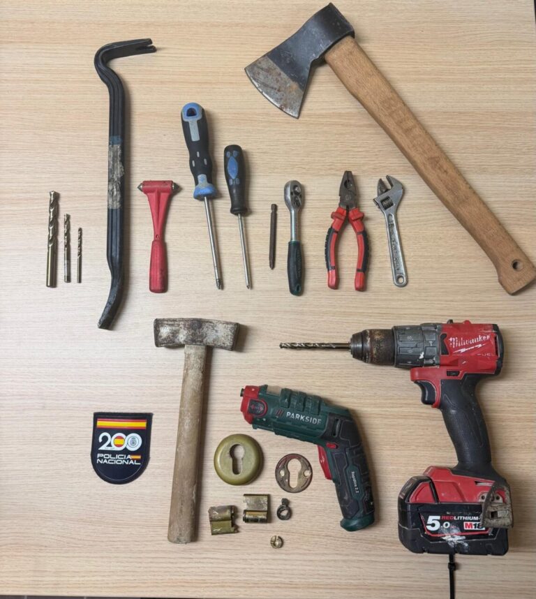 Herramientas utilizadas en un intento de robo en Las Palmeras