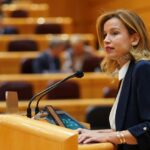 Isabel Moreno del PP hablando en el Senado sobre desempleo en Melilla
