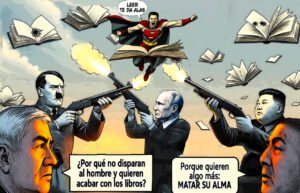 Ilustración sobre la importancia de los libros en la sociedad.