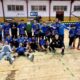 Jugadores del Club Melilla Balonmano Virgen de la Victoria celebrando una victoria