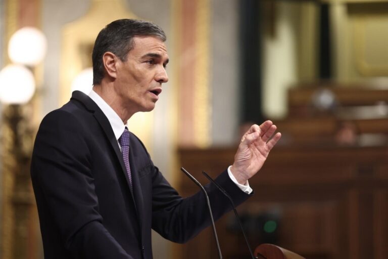 Pedro Sánchez hablando en el Parlamento sobre el registro de objetores al aborto