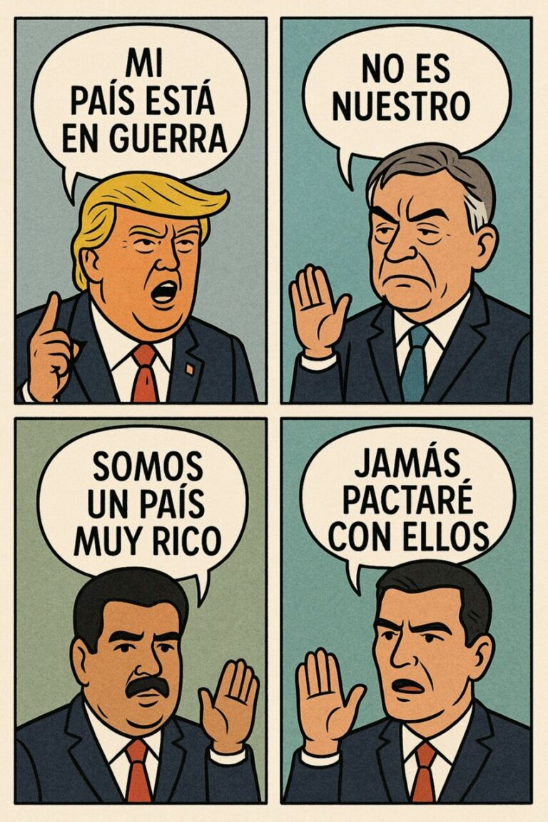 Ilustración de líderes políticos con frases controvertidas