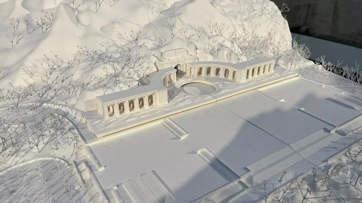 Maqueta del proyecto 'La base y la cruz' en el Valle de Cuelgamuros.