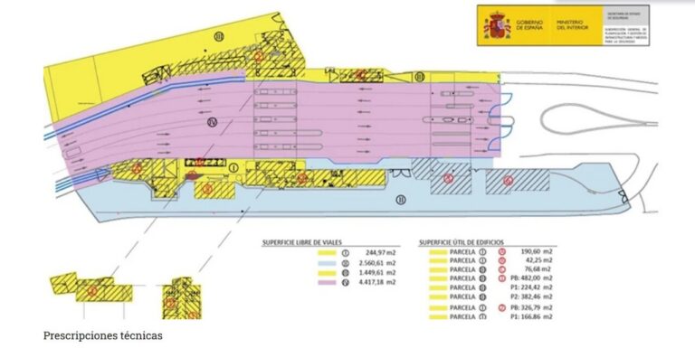 Mapa técnico de los perímetros fronterizos de Melilla y Ceuta