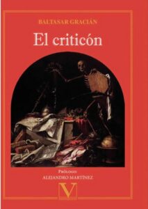 Portada del libro El Criticón de Baltasar Gracián con fondo rojo