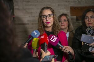 La consejera de Igualdad de Castilla-La Mancha hablando con periodistas