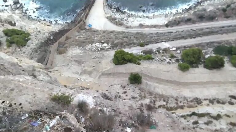 Vista del Barranco del Quemadero en Aguadú con daños visibles