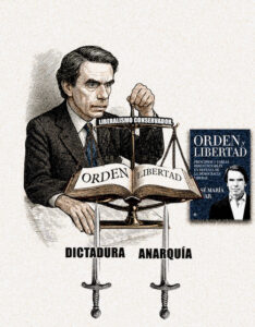 Ilustración sobre liberalismo conservador con José María Aznar