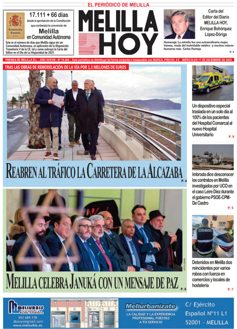 Portada del diario Melilla Hoy del 17 de diciembre de 2025