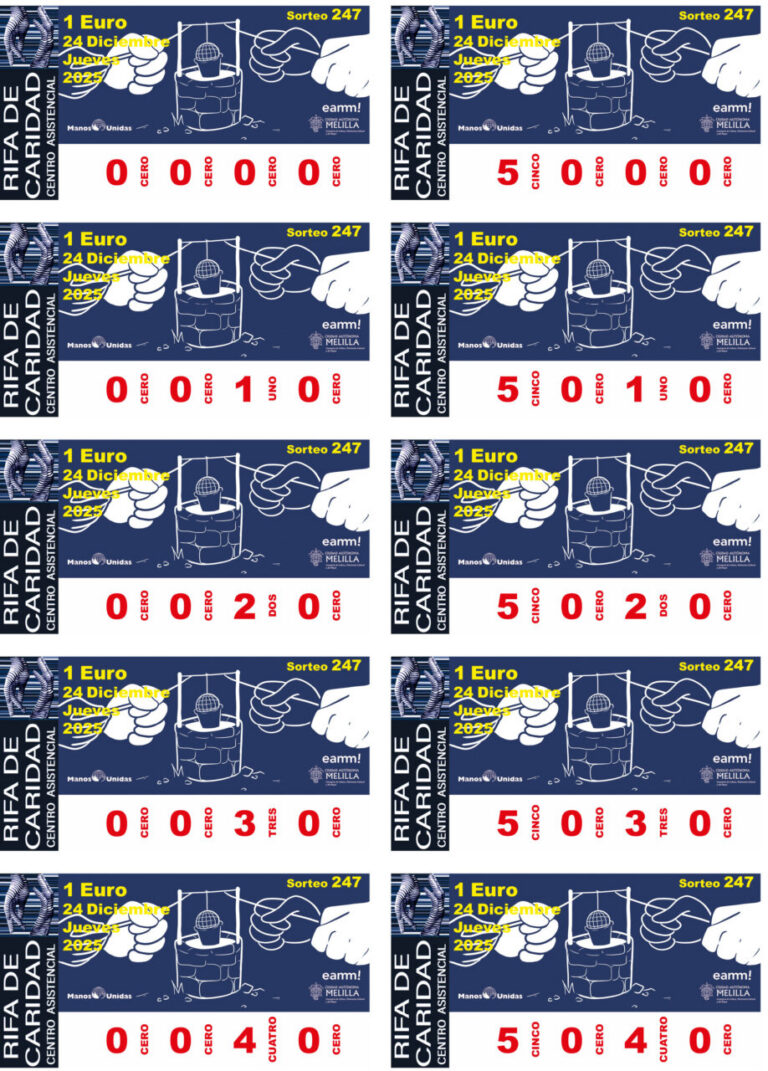 Boletos de la Rifa de la Caridad para el miércoles 24 de diciembre 2025