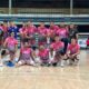 Equipo de voleibol del Club Voleibol Melilla celebrando su victoria
