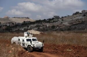 Vehículo de la ONU en el terreno de Líbano tras ataque a tropas españolas