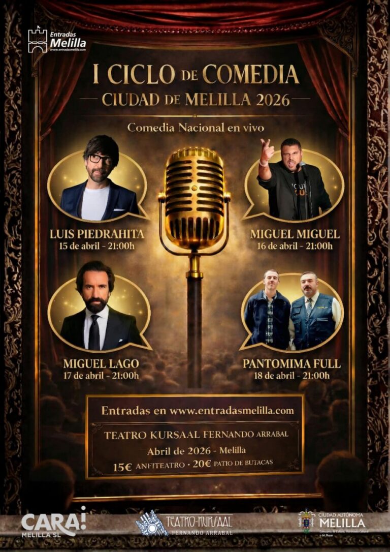 Cartel del I Ciclo de Comedia en Melilla con artistas destacados