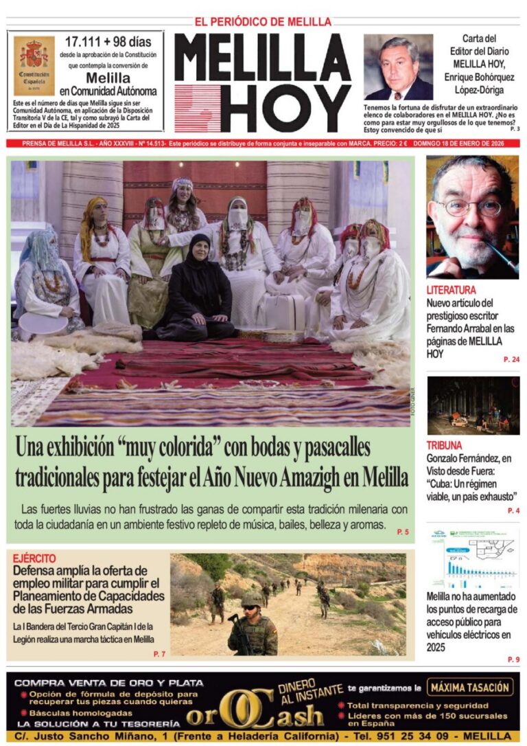 Portada del periódico Melilla Hoy con una exhibición colorida