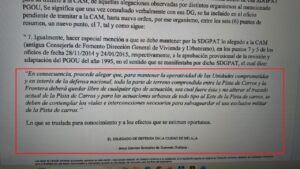 Documento oficial sobre la propuesta de legalización de viviendas en Melilla