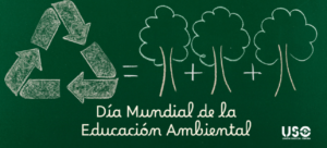 Ilustración del reciclaje y árboles para el Día Mundial de la Educación Ambiental