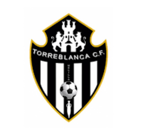 Escudo del Torreblanca C.F. con fondo blanco y negro
