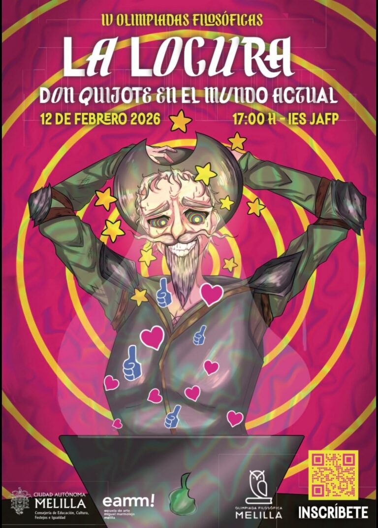 Cartel de las IV Olimpiadas Filosóficas sobre Don Quijote y la locura