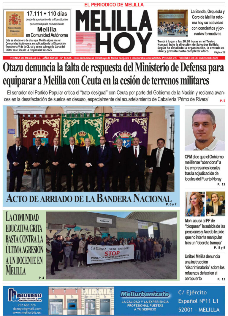 Portada del periódico Melilla Hoy del 30 de enero de 2026