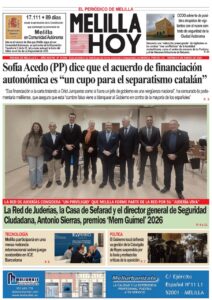 Portada del periódico Melilla Hoy del 9 de enero de 2026
