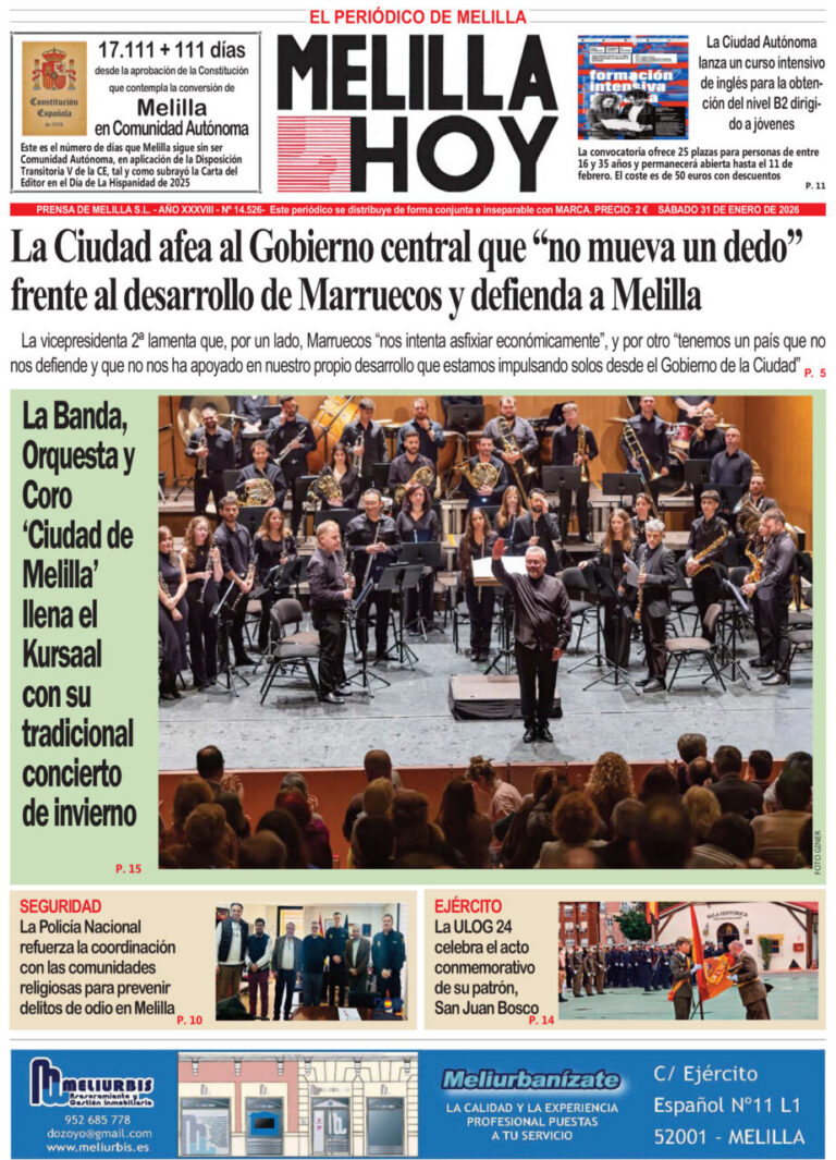 Portada del periódico Melilla Hoy del 31 de enero de 2026