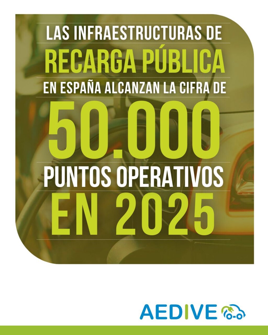 Infografía sobre puntos de recarga pública en España para vehículos eléctricos en 2025.