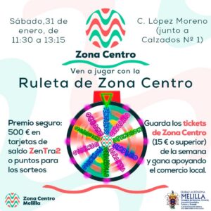 Ruleta de Zona Centro en Melilla con premios y actividades