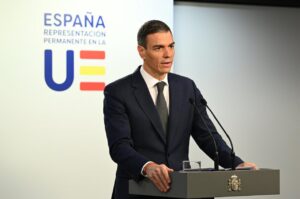 Pedro Sánchez durante una rueda de prensa sobre la Junta de Paz para Gaza