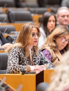 Sofía Acedo hablando en una sesión parlamentaria sobre sanidad.