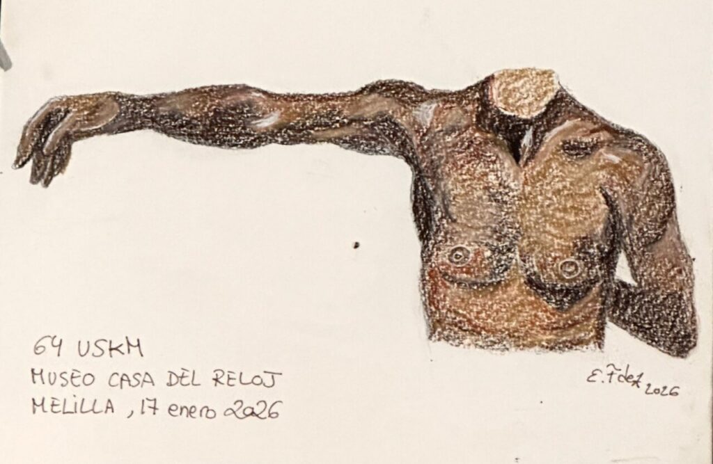 Dibujo de una figura humana en el Museo Casa del Reloj