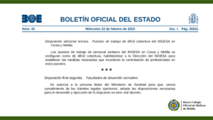 Boletín oficial del estado sobre puestos de trabajo en Ceuta y Melilla