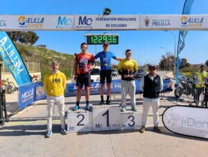Ganadores del Campeonato Autonómico de Ciclismo en Melilla en el podio