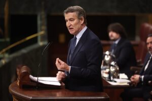 Alberto Núñez Feijóo hablando en el Congreso sobre la tragedia de Adamuz