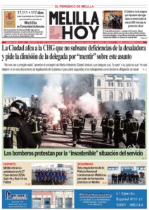 Portada del periódico Melilla Hoy del 6 de febrero de 2026 con protestas de bomberos.