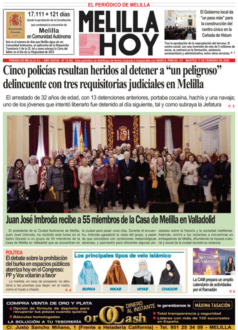 Portada del periódico Melilla Hoy del 17 de febrero de 2026